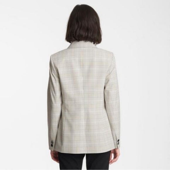 Karl Lagerfeld Double Breasted Notch Collar Blazer Checked Plaid Cream Button 12 - Picture 3 of 14